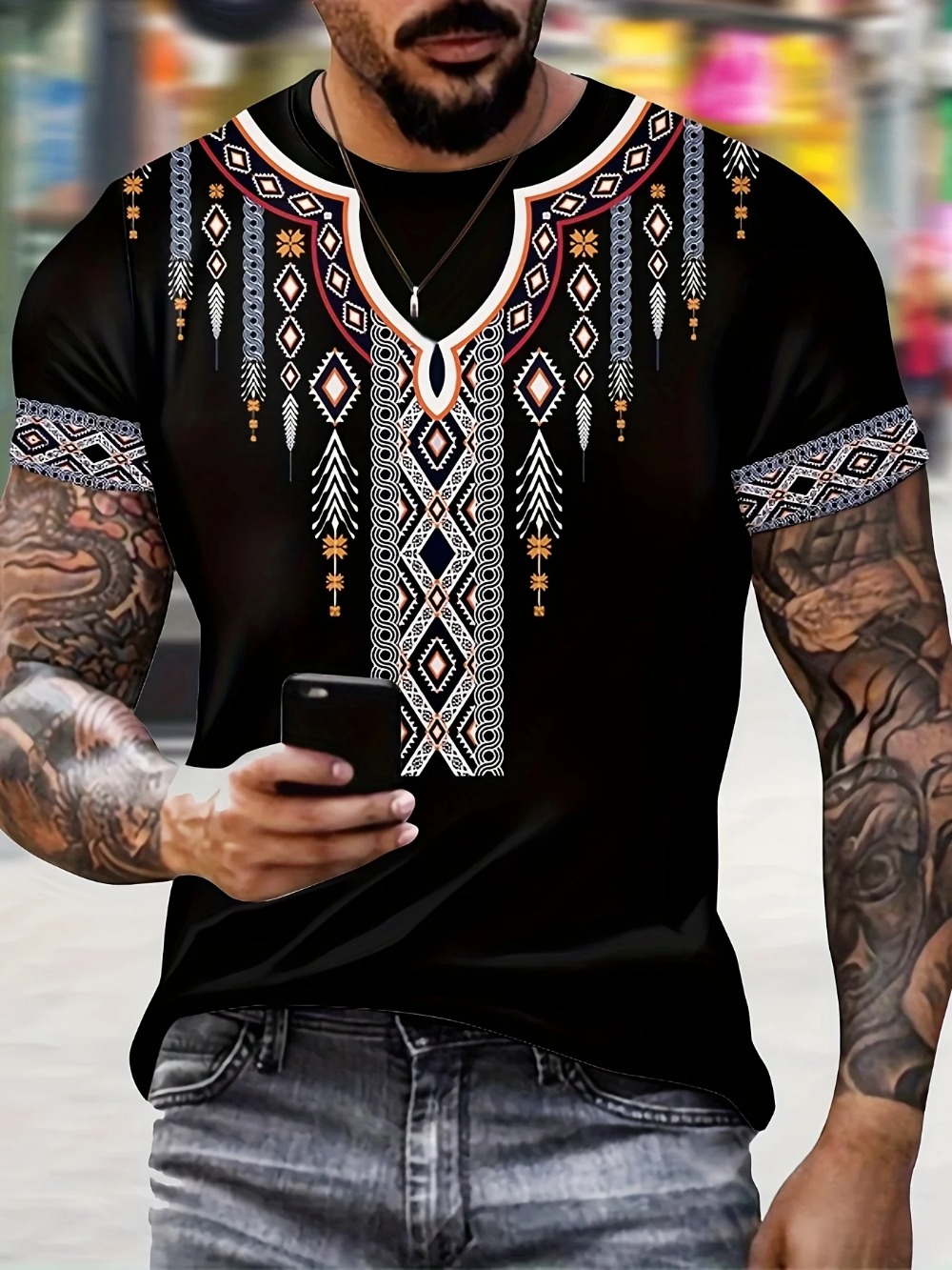 Ethnic Fashion Men - Kreatywny wzór w stylu etnicznym, druk