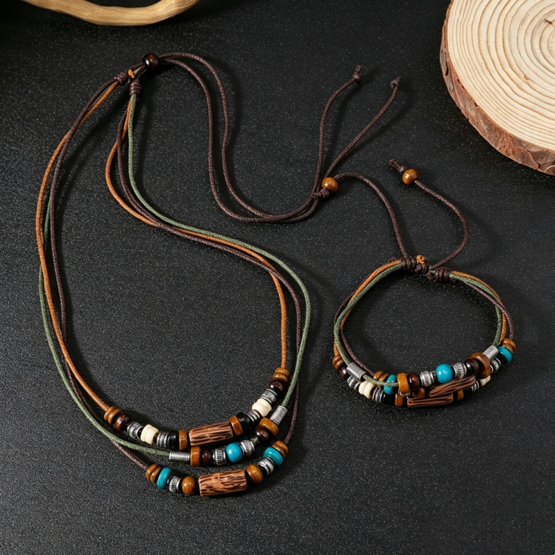 Fashion Ethnic Wear For Men - Zestaw biżuterii vintage z dwuwarstwowej sztucznej